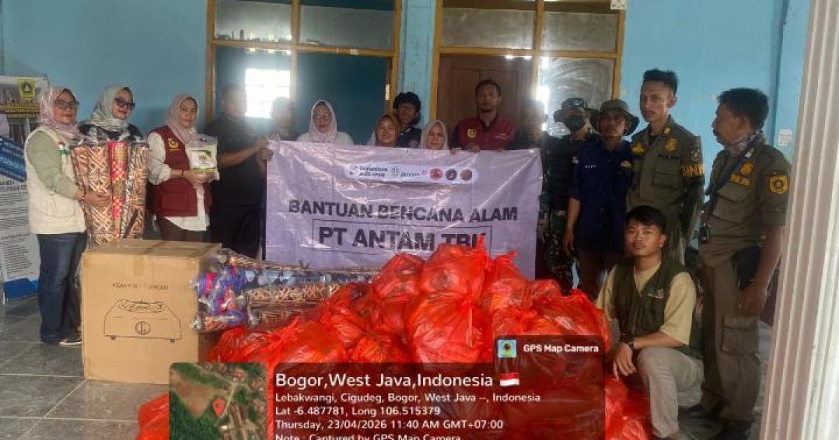 ANTAM Pongkor Salurkan Ratusan Paket Bantuan untuk Korban Banjir Cigudeg–Jasinga