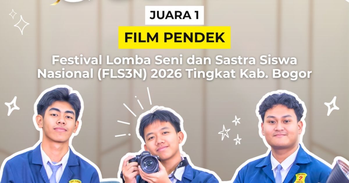 SMAN 2 Cibinong meraih Juara Umum 2 FLS3N Kabupaten Bogor 2026. Cabang Film Pendek dan Kriya berhasil lolos ke tingkat Provinsi Jawa Barat