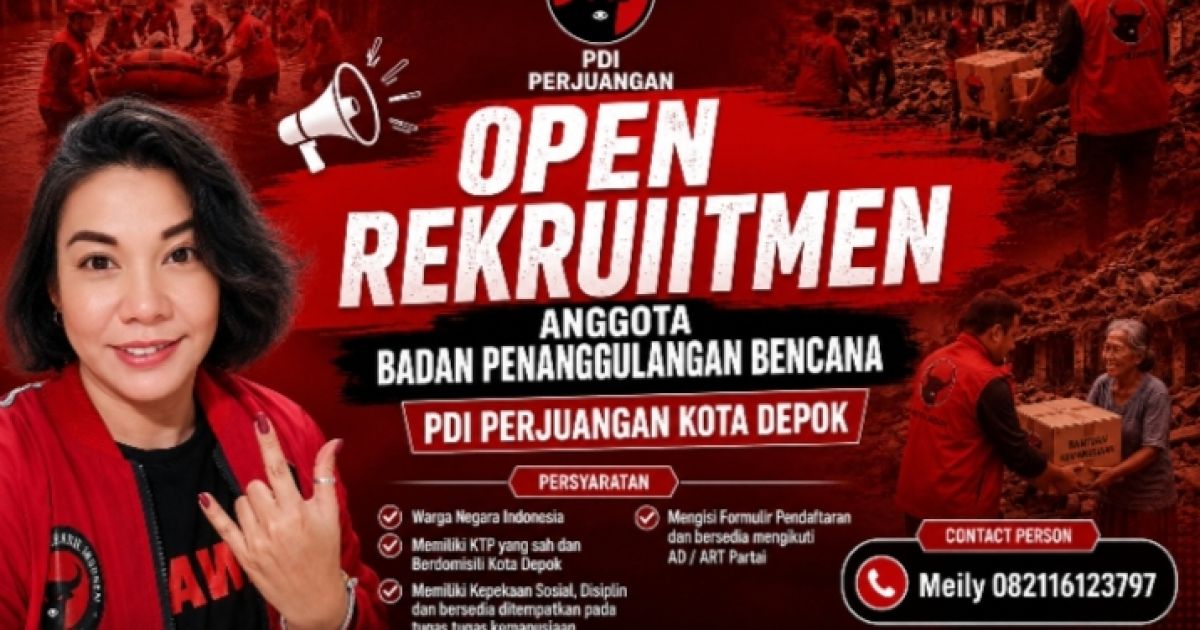 PDIP Depok Buka Rekrutmen Baguna, Siapkan Relawan Tangguh Hadapi Bencana dan Darurat Sosial