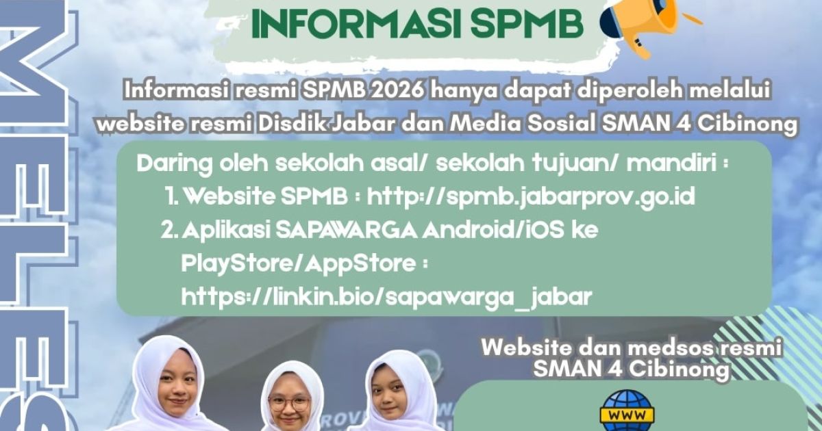 SPMB 2026/2027 SMAN 4 Cibinong Dibuka, Kepala Sekolah Ajak calon Siswa Daftar Sesuai Ketentuan