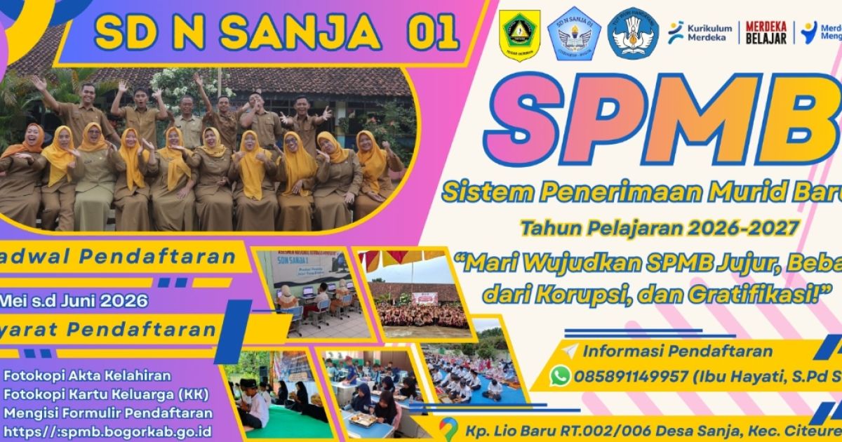SDN Sanja 01 Buka Pendaftaran SPMB 2026/2027, Ajak Orang Tua Daftar Secara Online