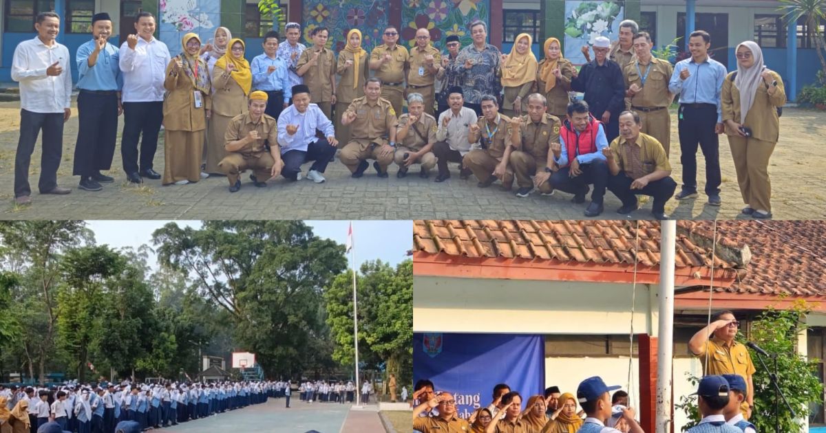 Kepala Dinas Pendidikan Kabupaten Bogor Dr. Rusliandy memimpin upacara di SMPN 1 Rumpin dan menegaskan pentingnya kolaborasi semua pihak dalam menangani serta mencegah Anak Tidak Sekolah (ATS).