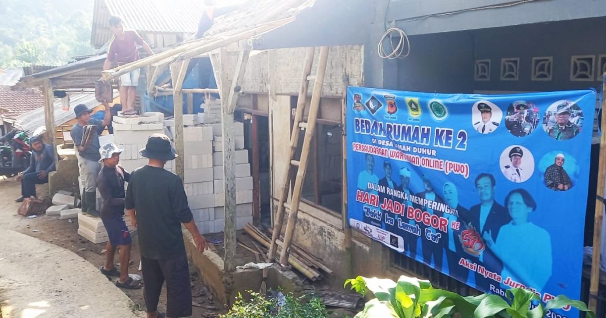 Persaudaraan Wartawan Online (PWO) melanjutkan program bedah rumah di Desa Lemah Duhur, Caringin, Kabupaten Bogor. Kegiatan yang menjadi bagian HJB ke-544 ini mendapat dukungan Forkopimcam, pemerintah desa, dan berbagai pihak untuk membantu warga kurang mampu.