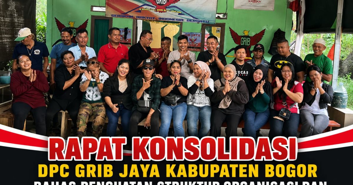 DPC GRIB JAYA Kabupaten Bogor menggelar rapat konsolidasi organisasi yang dipimpin Budi Lova. Agenda membahas penguatan struktur kepengurusan serta persiapan kegiatan HUT ke-81 Kemerdekaan Republik Indonesia.