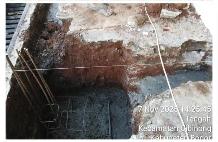 Proyek Rehabilitasi Gedung Disbudpar Bogor Tuai Pertanyaan Soal Kualitas Beton