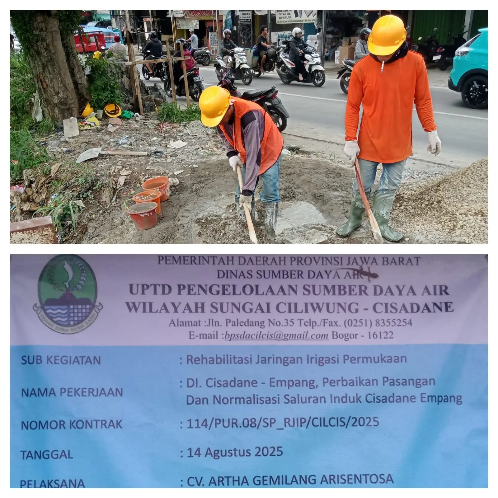 Diduga Langgar SNI, Proyek Irigasi Cisadane Bogor Gunakan Campuran Manual