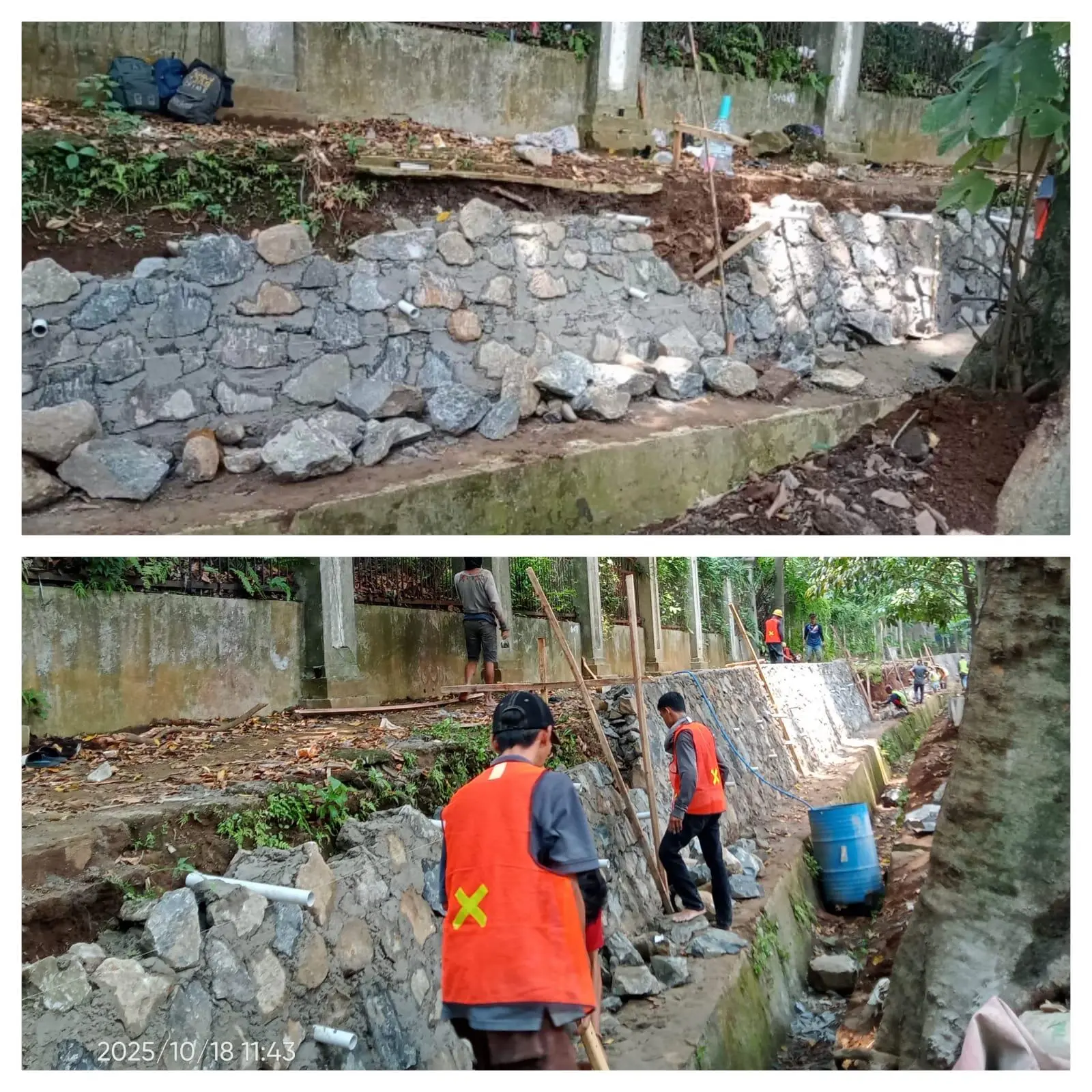 Proyek Penahan Tanah di Jalur Protokol Kota Bogor Diduga Gunakan Batu Bekas