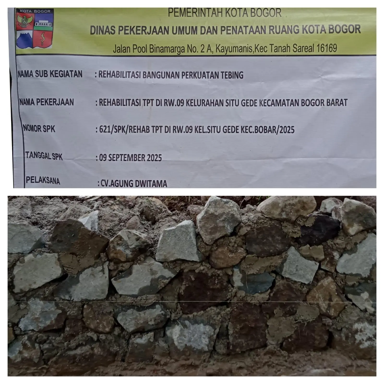 Mutu Dipertanyakan, Rehabilitasi TPT di Bogor Diduga Gunakan Batu Bekas