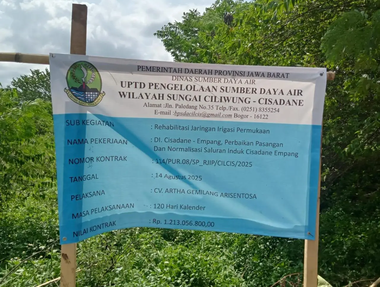 Proyek Irigasi Rp 1,2 Miliar di Bogor Diduga Tak Transparan